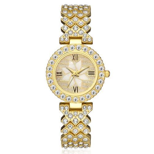 product_image_name-Fashion-Ice Rhinestone Women Wrist Watch And Necklace-Gold-2