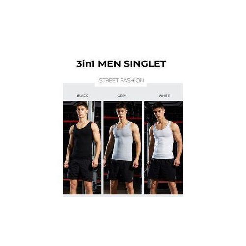 Fashion BLACK GREY AND WHITE SINGLET FOR MEN-3PCS