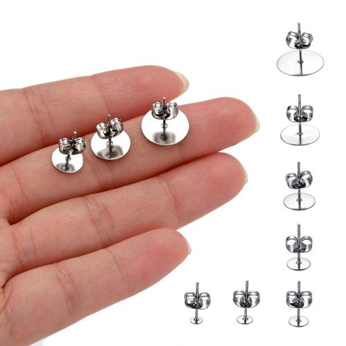 Generic 100pcs Stainless Steel Earring Studs for Jewelry Making