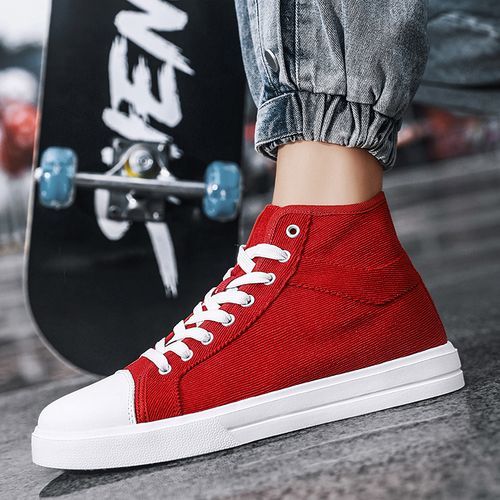 Mens red canvas sneakers deals