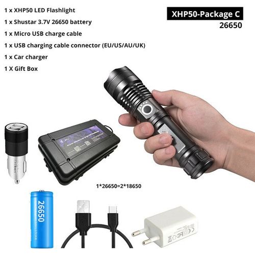 XHP90 Powerful Flashlight Led Rechargeable Lamp Powerful Waterproof  Zoomable USB 26650 Battery Zoom Camp Torch Light