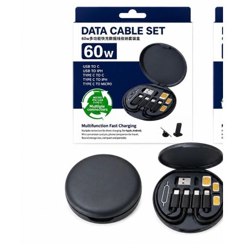 Generic 60W MultiFunction Data Cable Set – 5 in 1 Fast Charging Cable Kit with Storage Case - image 2