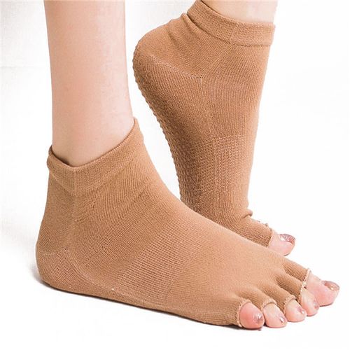 Generic 1 Pair Nonslip Silicone Bottom Toeless Yoga Socks Open