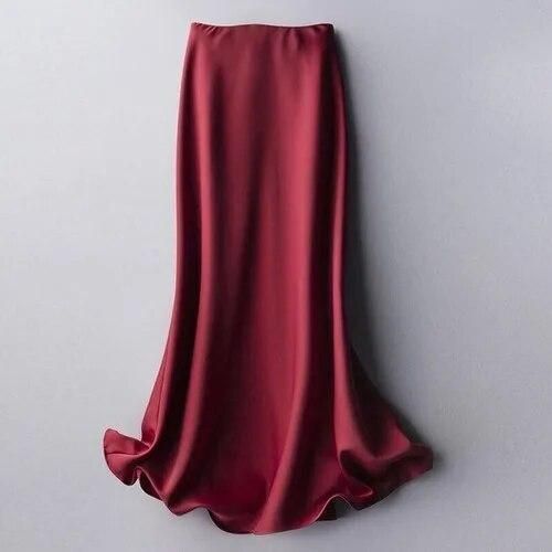 Satin skirt knee length on sale