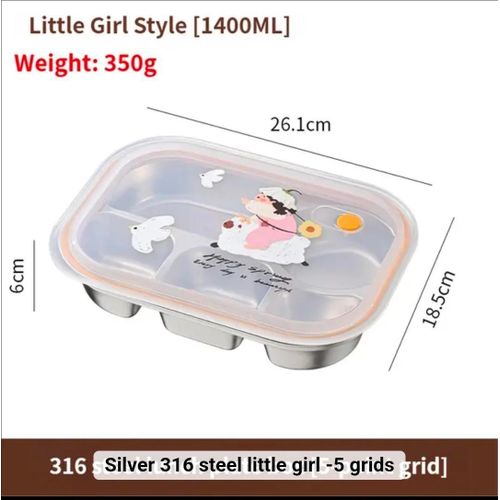 Generic  Multifunctional Insulated Lunch Box 316 Steel 5 Grids Girls - image 2