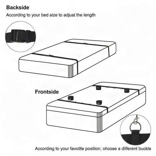 Generic Adjustable Under-Bed Bondage Restraint Kit – Complete BDSM Bed Restraint System with Wrist & Ankle Cuffs, Spreader Bars, Blindfold & Tickler Accessories - image 5