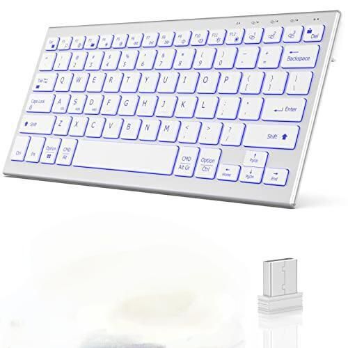 JOMAA Backlit Wireless Keyboard 2.4G USB Rechargeable Bluetooth Keyboard