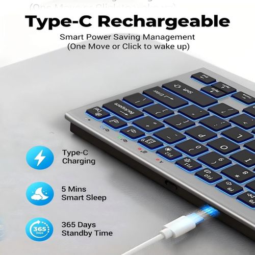 JOMAA Backlit Wireless Keyboard 2.4G USB Rechargeable Bluetooth Keyboard - image 4