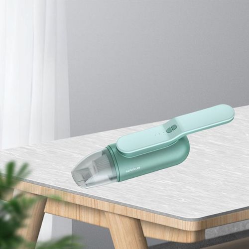 1pc Green Usb Rechargeable Handheld Car Vacuum - Powerful Suction