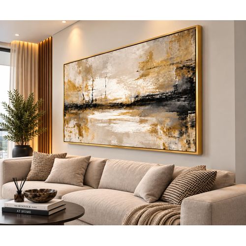 Home Decorators Collection Abstract Gold & Black Textured Wall Art Frame – Luxury Modern Canvas Decor - image 2