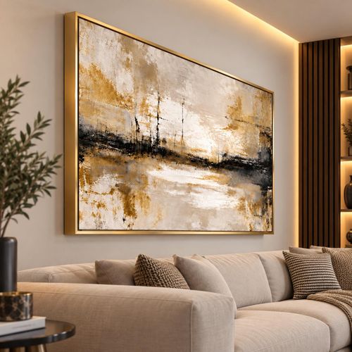 Home Decorators Collection Abstract Gold & Black Textured Wall Art Frame – Luxury Modern Canvas Decor - image 4
