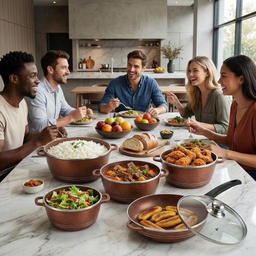 product_image_name-BROCOOK-10Pcs Die-Cast Non-Stick Granite Cookware Set with Glass Lids-5