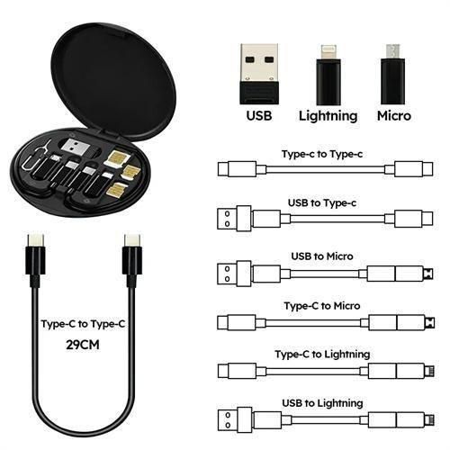 Generic 8-In-1 Multi Charging Cable Storage Box Kit – USB Type-C, Micro USB & iPhone Fast Charging Adapter Set - image 4