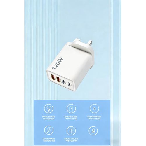 product_image_name-Generic-120W Fast Charging 4 in 1 Charger Multi-Port USB Type-C Charger White-4