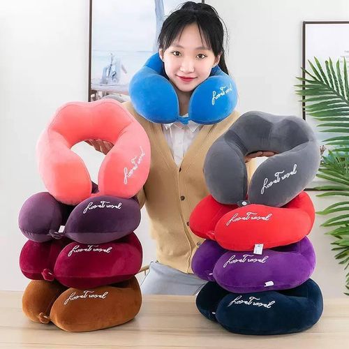 Generic U shaped Extra comfy Neck Pillow / Airplane pillow  with button