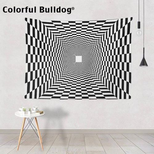 Black and white trippy tapestry outlet