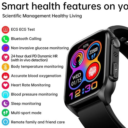 product_image_name-Generic-Blood Glucose ECG+PPG Blood Pressure Measurement IP67 Waterproof Sport Men Smartwatches-6