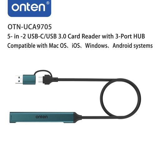 product_image_name-Onten-OTN-UCA9705 USB-C/USB 3.0 Card Reader with 3-Port HUB-4
