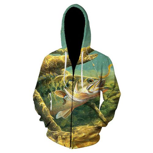 Generic Men Winter Fishing Clothing 3d Fish Printed Sweate