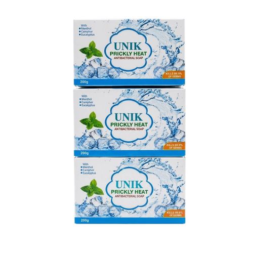 Unik  PRICKLY Heat Antibacterial Soap - 200g x 4