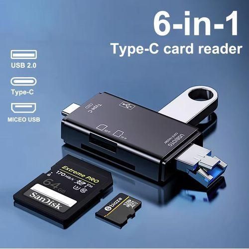 Generic 6 in 1 OTG Card Reader Type-C Micro USB Portable SD memory For Type-C/Android Phone or PC