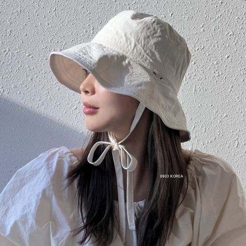 Fashion （Black）Korean Ins Lace-up Bucket Hat Women Fashion Ins