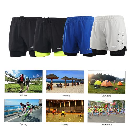 Lixada Men's Running Shorts 2 in 1 Quick Dry Breathable Active