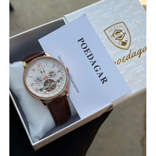 POEDAGAR ORIGINAL QUALITY AND AUTOMATIC PURE LEATHER STRAPS MEN WRISTWATCHES. - image 4