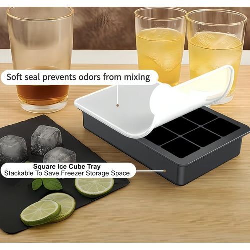 Generic Silicone Ice Cube Tray with Lid BPA Free Easy Release Stackable Leakproof Ice Mold for Whiskey Cocktail Cold Drinks - image 2