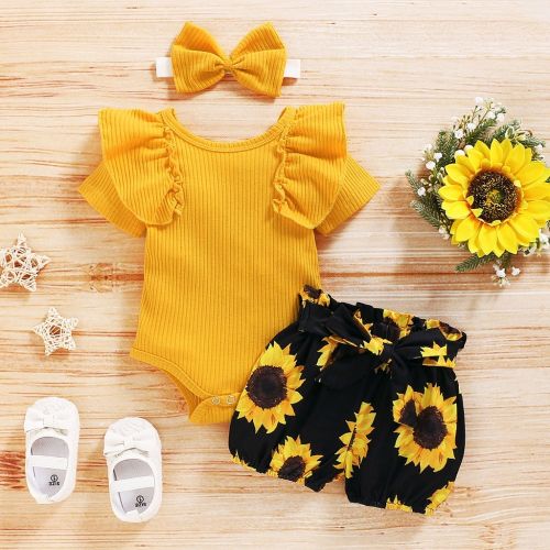 Fashion Baby Girl Clothes Newborn Sunflower Baby Girls Outfit Summer Baby  Clothing