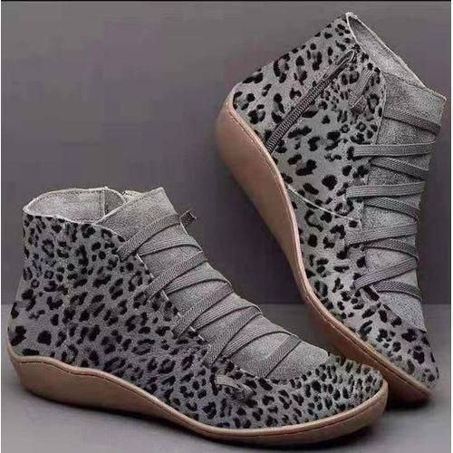 Leopard print flat booties shop