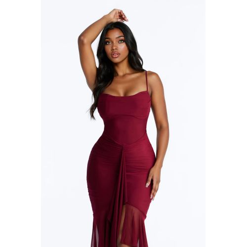 Fashion Mine Tonight Ruched Mesh Midi Dress - image 2