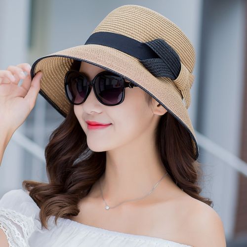 Fashion (Adjust) Straw Visor Hat Women Summer Sun Shade Hats Sunscreen Sun  Protection Foldable Female Seaside Beach Cap Casual Outdoor Caps H253