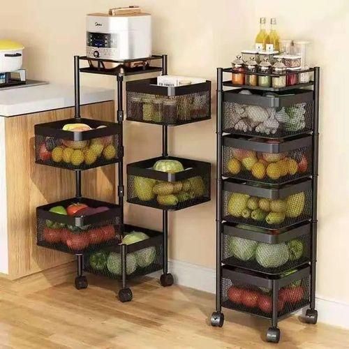 Generic Rotatable Kitchen Multipurpose Storage Trolley Basket 5 Tier
