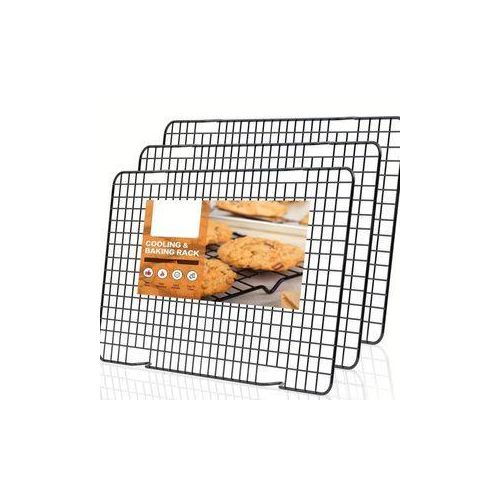 Generic 3pcs/Set Cooking Rack, Black Grill, Non-Stick Biscuit Cooling Rack for Baking, Cooking, Grilling, Baking Sheet