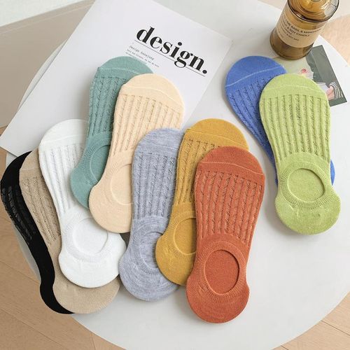 4 Pairs Women's Invisible Cotton Non-Slip Low-Cut Boat Socks