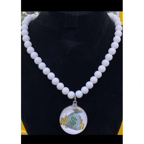 product_image_name-Fashion-Trendy Stone Bead Necklace For Men -White;-1
