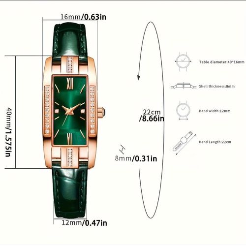 product_image_name-WABOOC-Rhinestone Decor Quartz Watch Elegant Rectangular Pointer Roman Numeral Dial Wristwatch With PU Leather Watchband-5