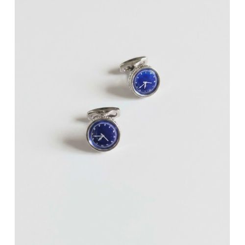 Fashion Silver Blue Time Inspires Men's Cufflinks