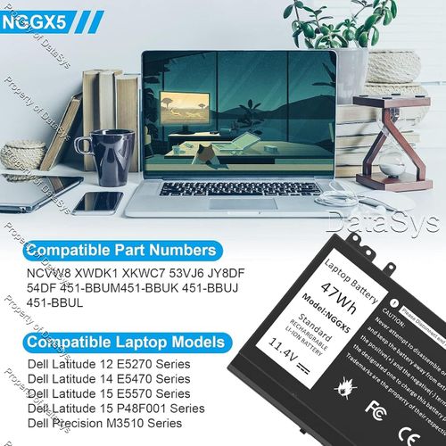 DELL NGGX5 Laptop Battery Compatible for Latitude E5470 / E5270 / E5570 (47Wh): Compatible Part/Model Codes - NGGX5 - image 5