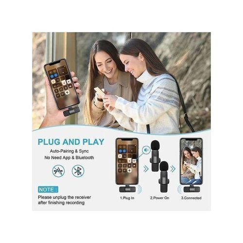 product_image_name-K9-Double Wireless Lapel Microphone Tie Mic TYPE-C Phones Android IPhone + IOS Adapter-3