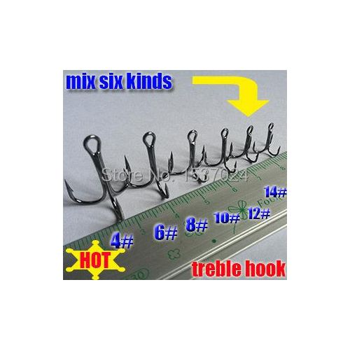 China nice treble fishing hooks size