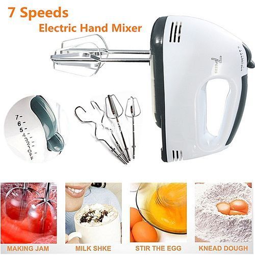 7 Speed Electric Hand Mixer Whisk Egg Beater Cake Baking Home