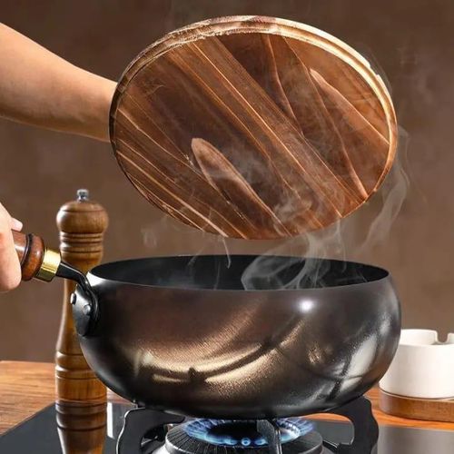 Generic PREMIUM CARBON STEEL WOK / SAUCE PAN WITH GLASS LID - image 2