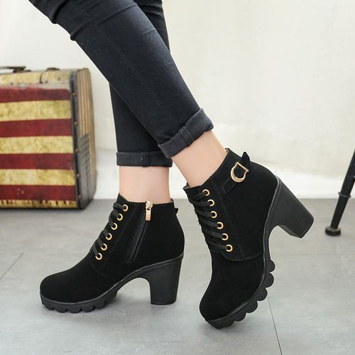 Synthetic Casual Wear High Ankle Black Heel Boots at Rs 270/pair in New  Delhi