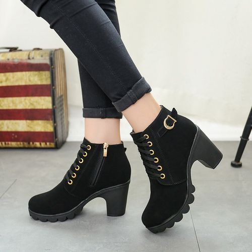 Fall Saving! Itsun Boots for Women Heels, Women Retro Thick Heel High Heel  Shoes Plus Size Lace Up, Black US Size 6 - Walmart.com