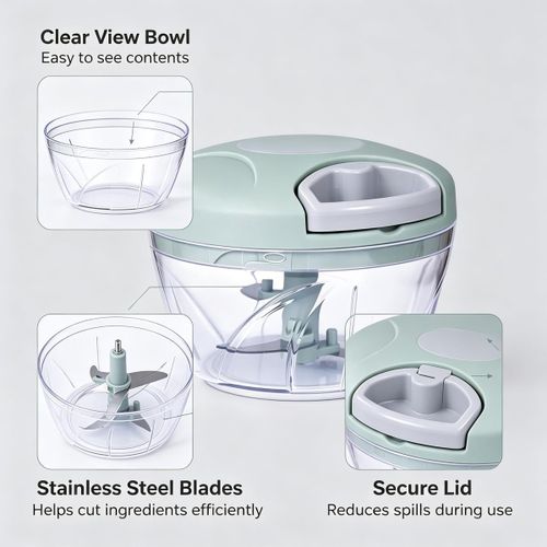 Generic Food Chopper. Mini manual pull-string multi-function chopper for onions, garlic, and ginger, an easy-to-clean vegetable chopping tool for the home kitchen. - image 2