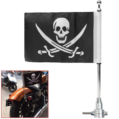 Generic 21 Diamond Plate Motorcycle Long Flag Extended Pole