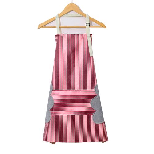 product_image_name-Generic-Apron Greaseproof Anti-oil Adjustable Big Pocket Apron-Red-1