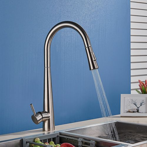 Kitchen Faucet with Pull Down Sprayer Brushed Gold Sink Mixer Single Handle  Taps